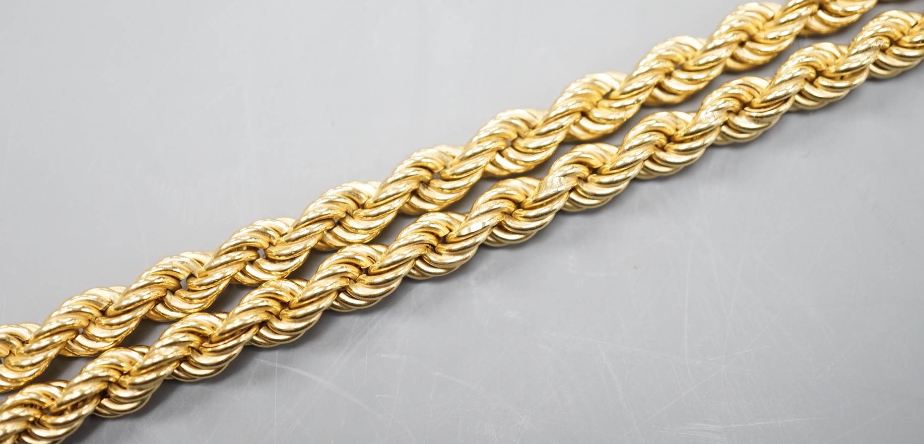 A modern 18ct gold rope twist necklace, 68cm